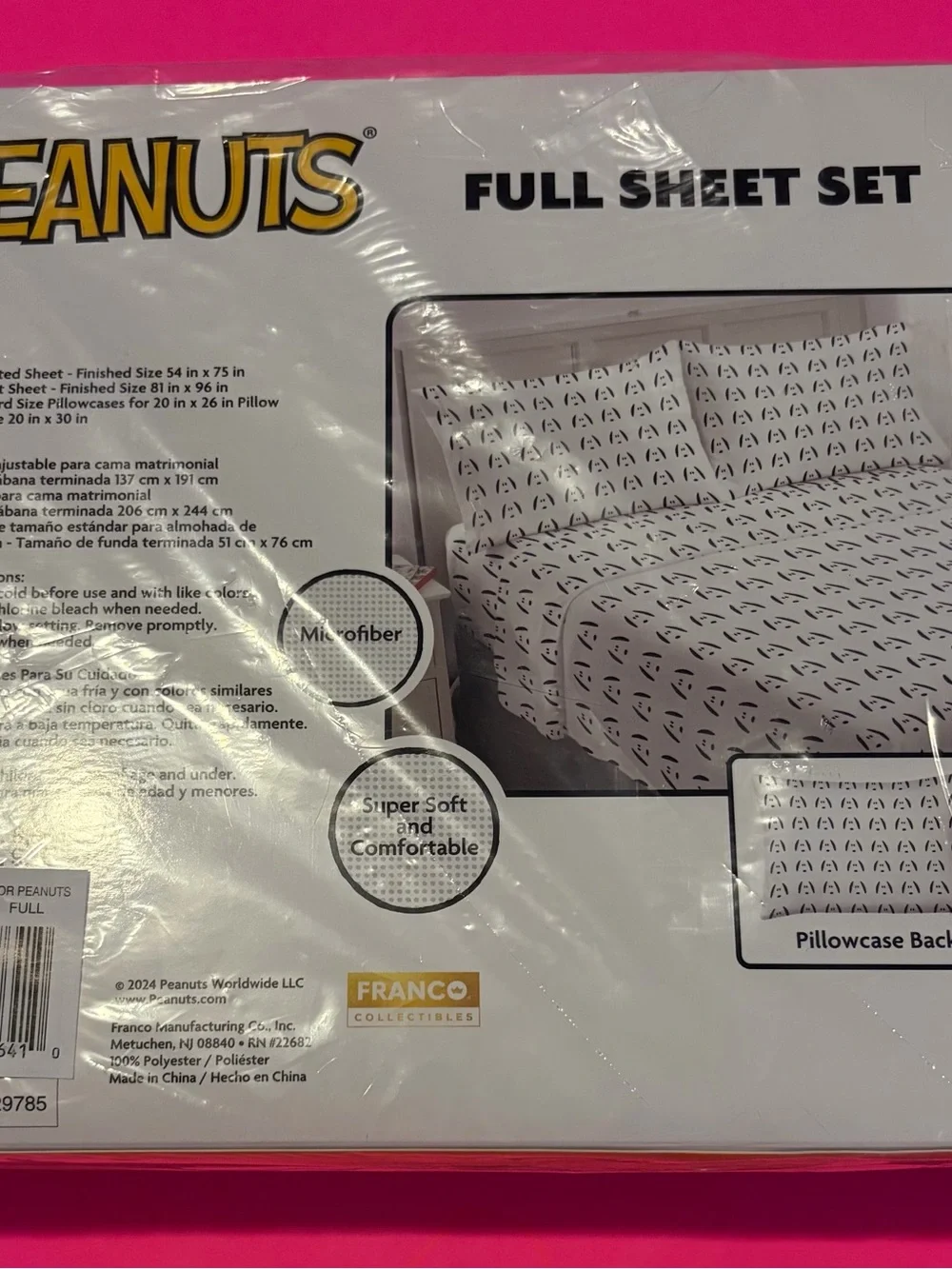 Peanuts Full Sheet Set - White with Black Snoopy Print